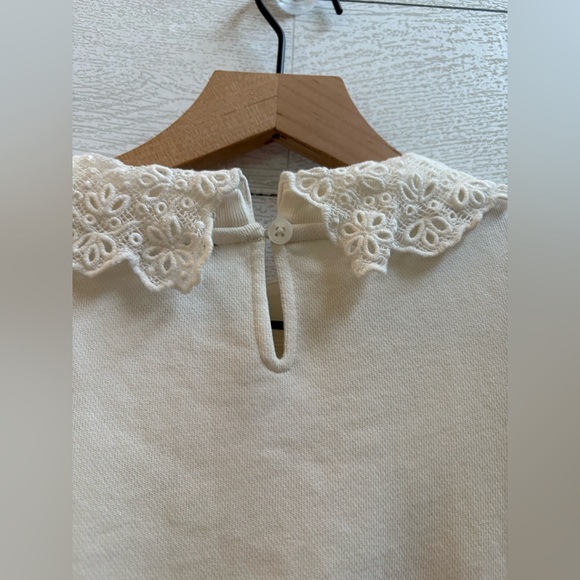 J.Crew Ivory Lace Collar Crewneck Sweatshirt | Size L, 100% Cotton - Picture 7 of 14